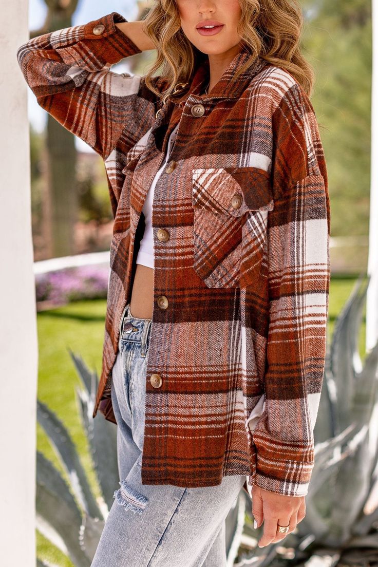 Just Be Brown Plaid Shacket Trench Coat Dress, Latest Fashion Trends For Women, Plaid Shacket, Distressed Denim Jeans, Brown Plaid, Maxi Dresses Casual, Shorts With Tights, Rachel Zoe, Clothes Shopping