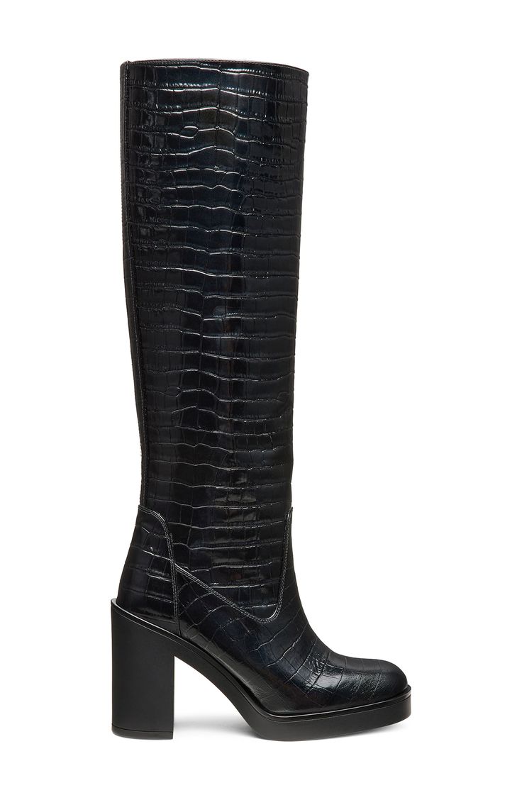 Elevate a wide range of looks with this knee-high boot artisanally crafted in Spain and set on a subtle platform and walkable block heel. 3 3/4" heel 15 1/4" shaft; 15 1/2" calf circumference Side zip closure Leather upper/synthetic linen/leather sole Made in Spain Black Tall Knee-high Boots With Reinforced Heel, Black Knee-high Boots With Reinforced Heel, Wide Calf High Shaft Heeled Boots With Reinforced Heel, Heeled Boots With Stacked Heel And High Shaft, Knee-high Platform Boots With Stacked Heel, Wide Calf Knee-high Platform Boots With Reinforced Heel, Knee-high Boots With Stacked Heel And Medium Width, Wide Calf Knee-high Boots With Stacked Heel For Work, Knee-high Boots With Stacked Heel And High Shaft