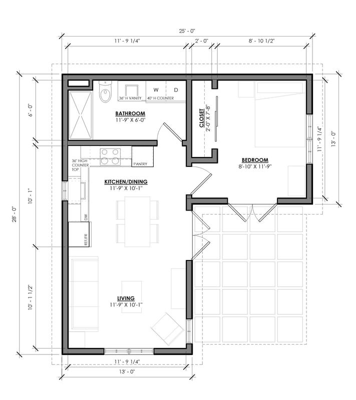 the floor plan for a small house with two bedroom and an attached bathroom, which is also