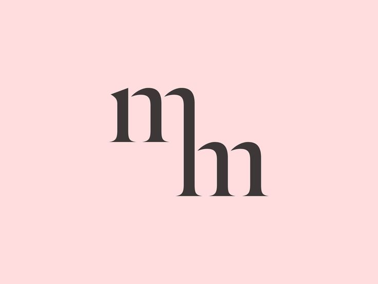 the letters m and n are black against a light pink background, with an elegant monogramic design