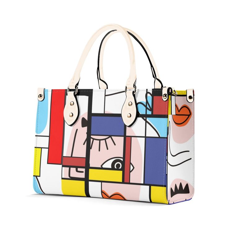 Add a pop of color and good vibes to your outfit with our Mondrian Boho Evil Eye Patchwork Satchel. This unique bag features a fun and playful design, combining Boho and Mondrian elements with a touch of protection from the Evil Eye. Perfect for adding a playful touch to any look! Don't just carry your belongings, carry a work of art! Premium PU Leather: Crafted from high-quality PU leather for durability and style. Versatile Sizing: Available in three sizes to suit your needs and preferences. S Playful Multicolor Crossbody Bag, Playful Crossbody Bag For Daily Use, Fun Crossbody Shoulder Bag For Daily Use, Trendy Colorful Shoulder Bag For Travel, Fun Crossbody Bags For Daily Use, Casual Multicolor Satchel For Spring, Trendy Multicolor Rectangular Shoulder Bag, Trendy Multicolor Satchel, Modern Multicolor Large Capacity Bag