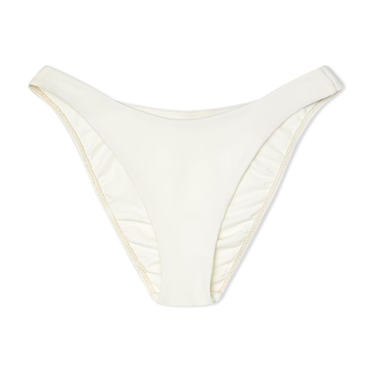 Designed to fit and flatter in all the right places, the Curve Brief features our pinchless double-faced construction for a smooth, lightly compressive fit that moves with you. This mid-rise style sits high at the hips with a slim, slightly cheeky cut at the back for a timeless look that pairs perfectly with any mix-and-match bikini top from the Galamaar collection. Made in Los Angeles of Italian fabric. 88% recycled Econyl® / 22% Spandex Learn more about swim care for a suit that lasts. Seamless Fitted Mid-rise Bottoms, Chic Seamless White Bottoms, Chic White Seamless Bottoms, Fitted White Bottoms With Contoured Waistband, White Fitted Bottoms With Contoured Waistband, Chic Seamless High-stretch Bottoms, Chic Seamless High Stretch Bottoms, Chic Seamless Elastane Bottoms, High Rise Seamless Bottoms