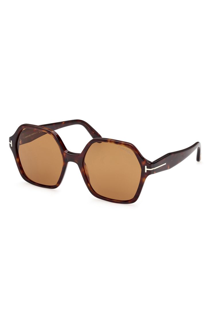 Metal T-hardware adds a signature touch to these Italian-crafted sunnies that offer full UV-protected lenses. 56mm lens width; 19mm bridge width; 140mm temple length 100% UV protection Plastic Imported Brown Shield Sunglasses With Tinted Square Frame, Brown Wayfarer Shield Sunglasses With Tinted Lenses, Brown Polarized Wayfarer Shield Sunglasses, Classic Brown Shield Sunglasses With Uv Protection, Brown Wayfarer Shield Sunglasses With Gradient Lenses, Brown Square Frame Shield Sunglasses With Polarized Lenses, Brown Shield Sunglasses With Polarized Lenses And Square Frame, Brown Square Frame Aviator Sunglasses With Uva Protection, Modern Brown Sunglasses With Gradient Lenses