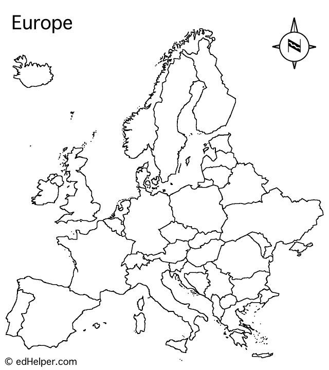 the map of europe is outlined in black and white