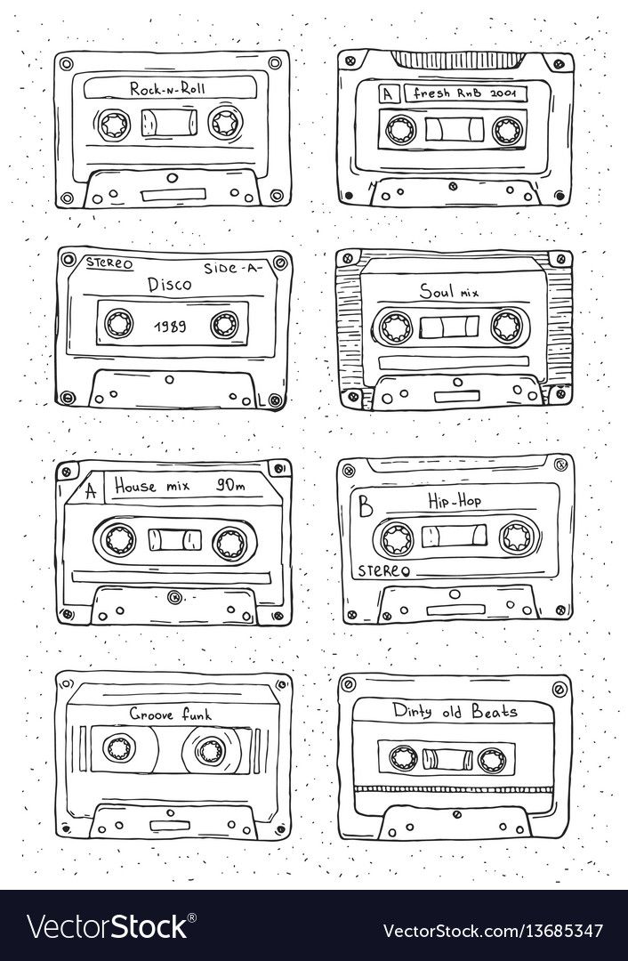 cassette tape recorders set in black and white