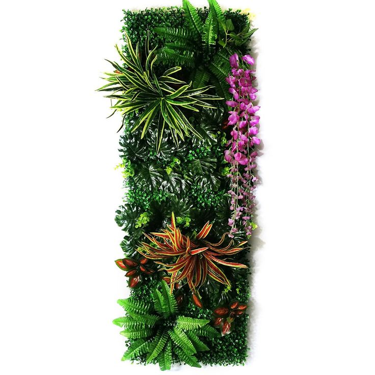 a vertical garden wall with plants and flowers