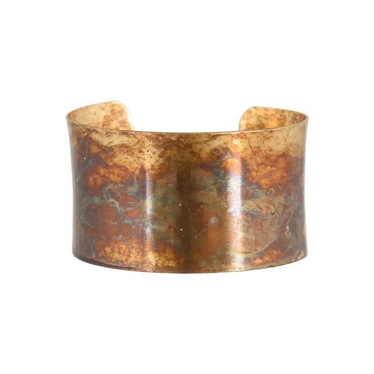 Natural earthy iridescent patina shines on a curved brass cuff. 1.5" [4 cm] tall. Hand Forged Bronze Copper Cuff Bracelet, Elegant Adjustable Patina Cuff Bracelet, Elegant Adjustable Cuff Bracelet With Patina, Patina Brass Rust Jewelry, Rust-colored Brass Jewelry With Patina, Rust-colored Patina Brass Jewelry, Bronze Hand Forged Cuff Bracelet Bangle, Hand Forged Bronze Bangle Cuff Bracelet, Bronze Copper Cuff Jewelry