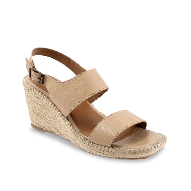 Softwalk-Hartley Espadrille Wedge Sandal Timeless and fashionable, the Hartley espadrille wedge sandal from Soft Walk complements a variety of looks. This leather sandal comes with adjustable buckle closure to offer a secure fit, memory foam footbed for underfoot cushioning and a rubber sole for extra grip. Trending Handbags, Leather Espadrilles, Espadrille Wedge, Shoe Carnival, Sandals Brands, Platform Wedge, Wedge Espadrille, Wedge Sandal, Espadrilles Wedges