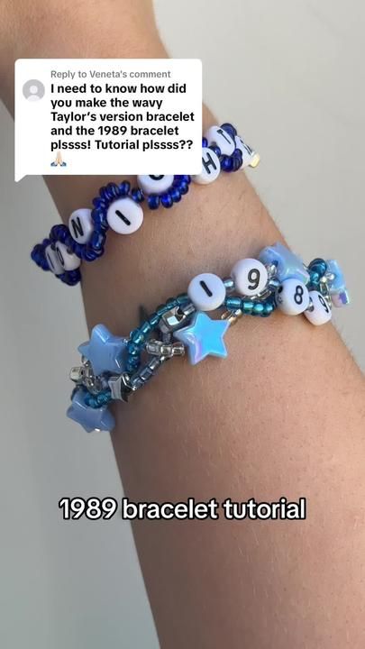 a person wearing a bracelet with numbers and beads on it, which reads i need to know how did taylor's version braclet please?