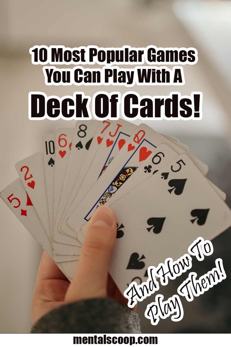 a hand holding four playing cards with the text 10 most popular games you can play with a deck of cards and how to play them