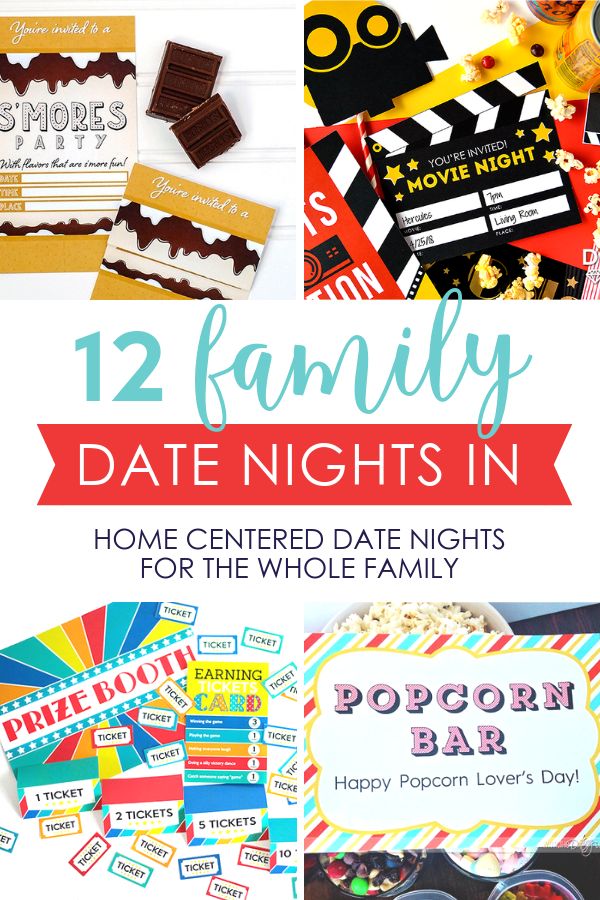 12 family date nights in home - centered date nights for the whole family with free printables