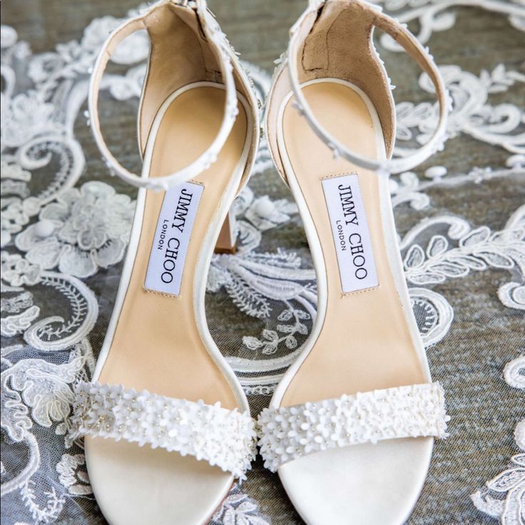 Reposhing This Item I Purchased From @Des_curtis. Loved It, But Ready To Rotate For Something New. Questions? Leave A Comment Below! Wedding Heels With Open Heel, Chic Wedding Shoes, Comfortable Bridal Shoes, Bride Heels, Unique Wedding Shoes, Ivory Heels, Bridal Heels, Wedding Heels, Jimmy Choo Shoes