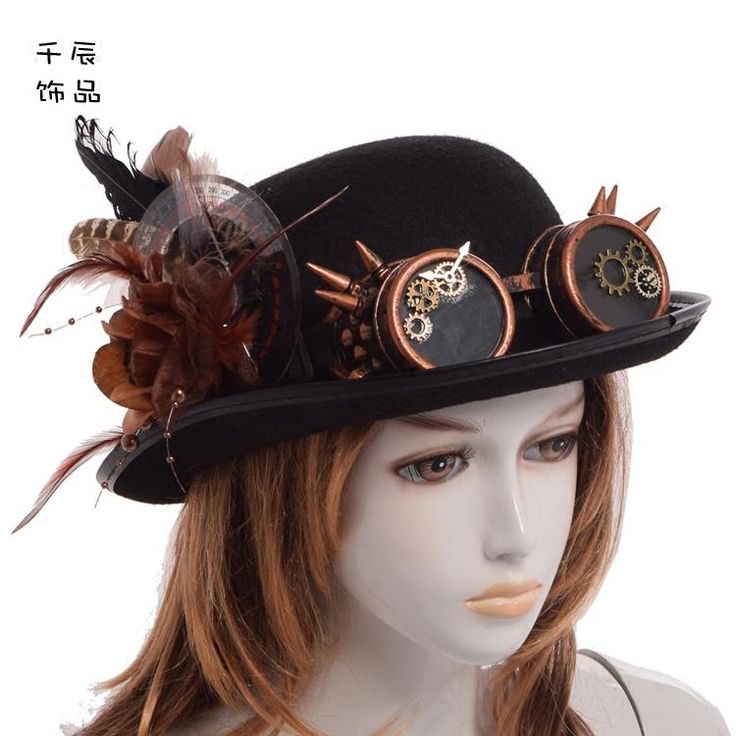 Fabric: Polyester.Attention: This price includes a top hat only, others are not included. Bowler Hat Women, Types Of Hats For Women, Victorian Cosplay, Chicken Hats, Steampunk Top Hat, Hat Diy, Gothic Tops, Steampunk Hat, Festival Hat