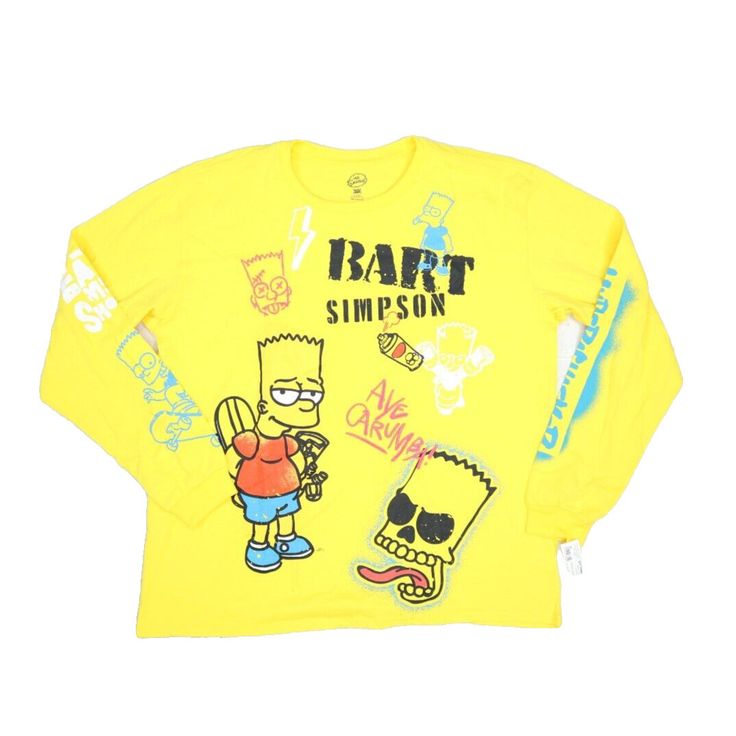 Bart Simpson Graffiti Tee Yellow Aye Carumba Skateboard Long Sleeve T-Shirt 2xl Mens Size 2xl. 60% Cotton 40% Polyester Why Shop With Us?Customer Service Is Our #1 Priority Excellent Pricing Excellent Feedback Quality Assurance Fast Shipping Feedbackif You Are Completely Satisfied With Your Purchase Please Leave Us Positive Feedback. If There Is An Issue With Your Order, Please Understand We Are Human And We Do Make Mistakes. Please Send Us A Message And Give Us A Chance To Resolve Before Return Fun Long Sleeve T-shirt With Screen Print, Long Sleeve Shirt With Character Print For Streetwear, Yellow Long Sleeve T-shirt With Screen Print, Pop Culture Sublimation Print Top For Streetwear, Pop Culture Long Sleeve T-shirt For Streetwear, Long Sleeve Pop Culture T-shirt For Streetwear, Yellow Graffiti Print Crew Neck Top, Yellow Crew Neck Top With Graffiti Print, Long Sleeve Tops With Sublimation Print For Streetwear