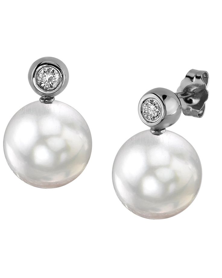 These exquisite pearl earrings add a touch of elegance to any occasion. These earrings feature two lustrous 11mm AAA quality White South Sea pearls, hand picked for their gorgeous luster and unblemished surface. The pearls are mountings on 14K white gold. If you have any questions about our jewelry, feel free to call us anytime at 866-87-PEARL (866-877-3275). Luxury Pearl Pendant Earrings, Luxury High Luster Pearl White Pearl Earrings, Luxury Round Pearl Drop Earrings, Luxury White Gold Pearl Earrings, Classic Pearl Earrings With Polished Finish For Formal, Classic Pearl Earrings With Polished Finish For Formal Occasions, Akoya Pearl Earrings For Evening, Formal Akoya Pearl Earrings With High Luster, Elegant Akoya Pearl Earrings With High Luster