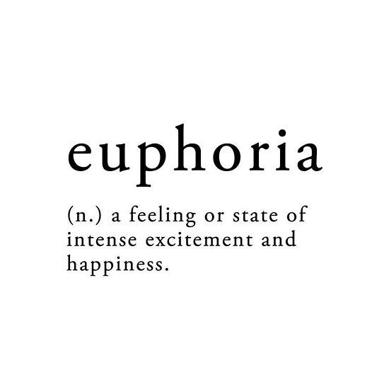 the words euphoria are in black and white