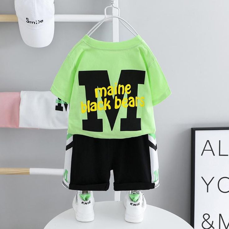 Toddler Boy Letter Print T-shirt & Shorts - PrettyKid Playful Graphic Print Summer Sets, Playful Graphic Print Sets For Summer, Family Matching Sets With Cartoon Print Short Sleeves, Casual Cotton Sets With Cartoon Print, Cotton Graphic Print Playwear Sets, Cotton Graphic Print Sets For Playwear, Cotton Playwear Sets With Graphic Print, Cotton Sets With Graphic Print For Summer, Cute Summer Sets With Crew Neck