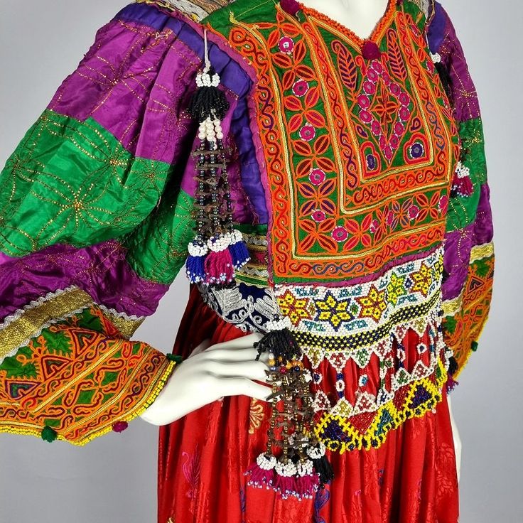 Vintage Handmade Kuchi Dress With Beadwork and Traditional Embroidery - Etsy Traditional Embellished Embroidered Dress With Drape, Traditional Embellished Dress For Ceremonies, Traditional Embellished Multicolor Embroidered Dress, Traditional Embellished Embroidered Dress With Multicolor Embroidery, Traditional Embellished Dress With Multicolor Embroidery, Bohemian Style Embroidered Dress For Traditional Ceremonies, Bohemian Embroidered Dress For Traditional Ceremonies, Traditional Dress With Tassels For Festivals, Traditional Festival Dress With Tassels