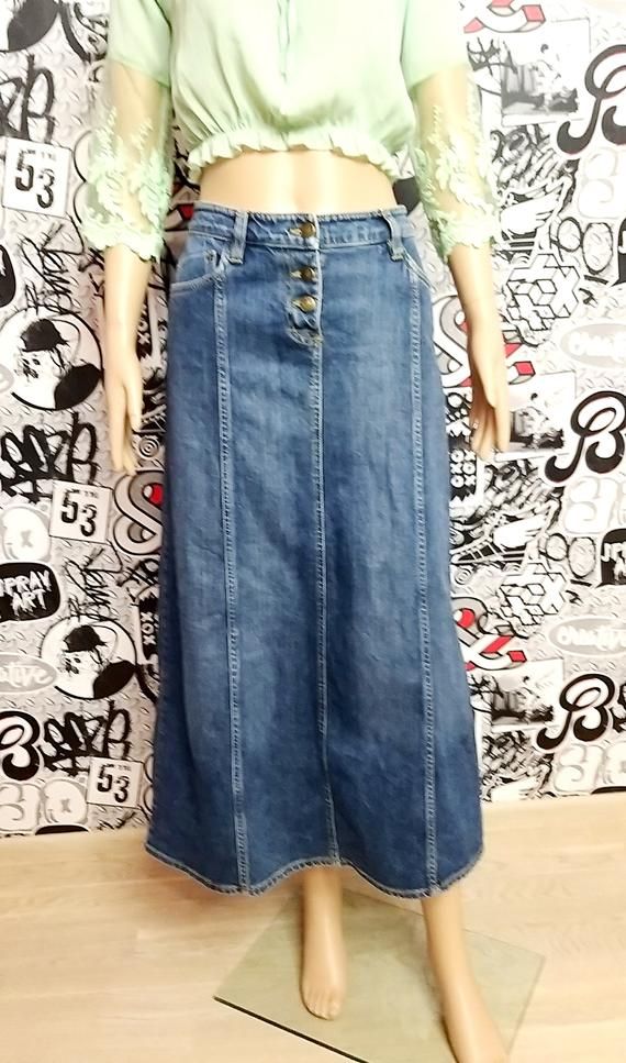 mother day gift Long Denim skirt womens skirt maxi skirt blue Denim skirt Vintage Long  skirt Jeans Skirt Mheight of the woman in the photo - 180 cmPlease refer to photos for details of condition.Condition: very good vintage98 % cottonMeasurements:Length:85 cm/33.4 "Waist 76 cm/30"Hips: 96 cm/37.8"Tag Size US 6  EUR 36noteThe color on the pictures may vary due to monitor settings and light reflections.Ready to shipPlease do not hesitate to contact with me for any questions.Thank you for shopping High Rise Fitted Maxi Skirt With Pockets, Fitted High Rise Maxi Skirt With Pockets, Fitted Medium Wash Long Skirt, Fitted Long Skirt In Medium Wash, Full Length Cotton Skirt, Denim High Waist Maxi Skirt, Fitted Medium Wash Midi Skirt, Casual Full Length Denim Blue Maxi Skirt, Medium Wash High Waist Relaxed Skirt