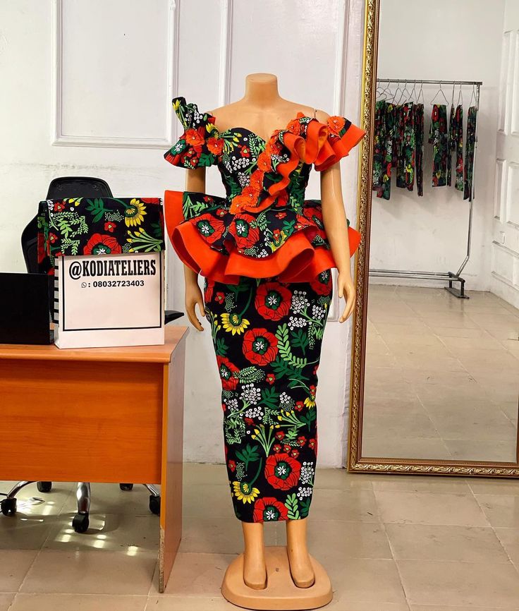 Stunning and Gorgeous ankara Peplum top and skirt styles - Kadosh.ng Pencil Skirt And Top Ankara Styles, Ankara Top And Skirt Styles, Latest Ankara Peplum Tops And Skirt, Ankara Skirt And Blouse Styles Peplum Tops, Ankara Skirt And Top Styles, Peplum Top And Skirt Ankara, Ankara Peplum Top Outfits, 6 Pieces Skirt, Skirt And Blouse Ankara Peplum Tops