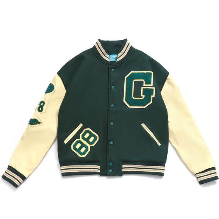 Varsity Jacket Green Varsity Jacket, Streetwear Couple, Baseball Jacket Men, Hip Hop Jacket, Varsity Jacket Women, Street Jacket, College Jackets, Retro Jacket, Racing Jacket