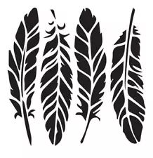 three black and white feathers on a white background