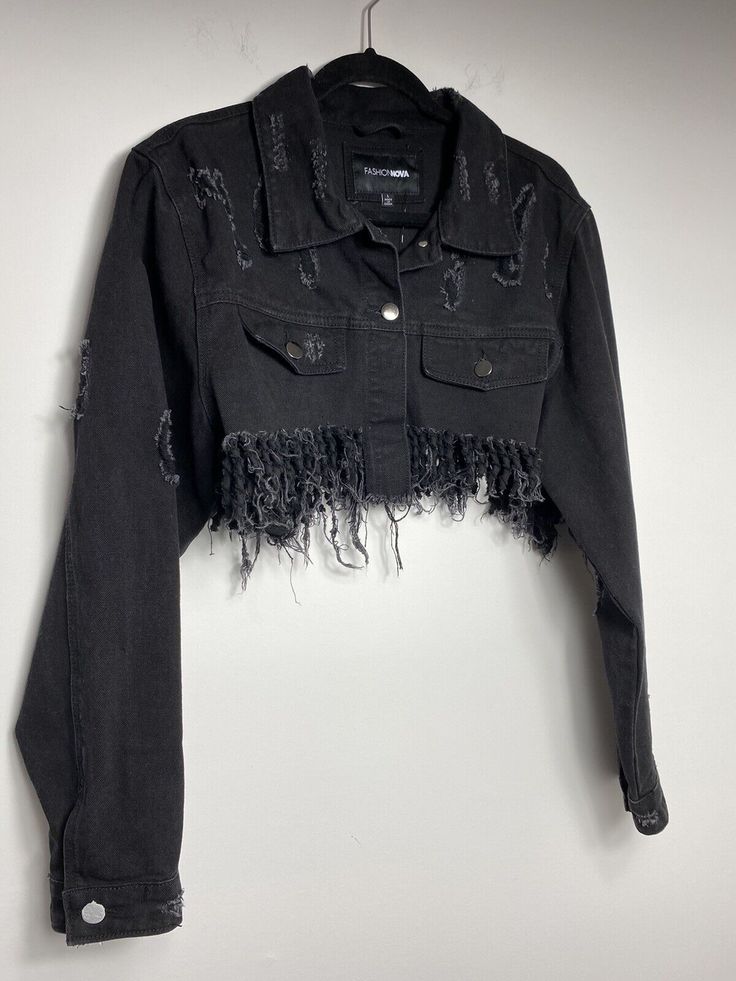 Beautiful sold out online. Measures Chest across 22” Length 14” Sleeves 25” Black Denim Crop Jacket, Denim Jacket Cropped, Frayed Denim Jacket, Grunge Jeans, Painted Jeans, Frayed Denim, Crop Jacket, Black Denim, Capsule Wardrobe