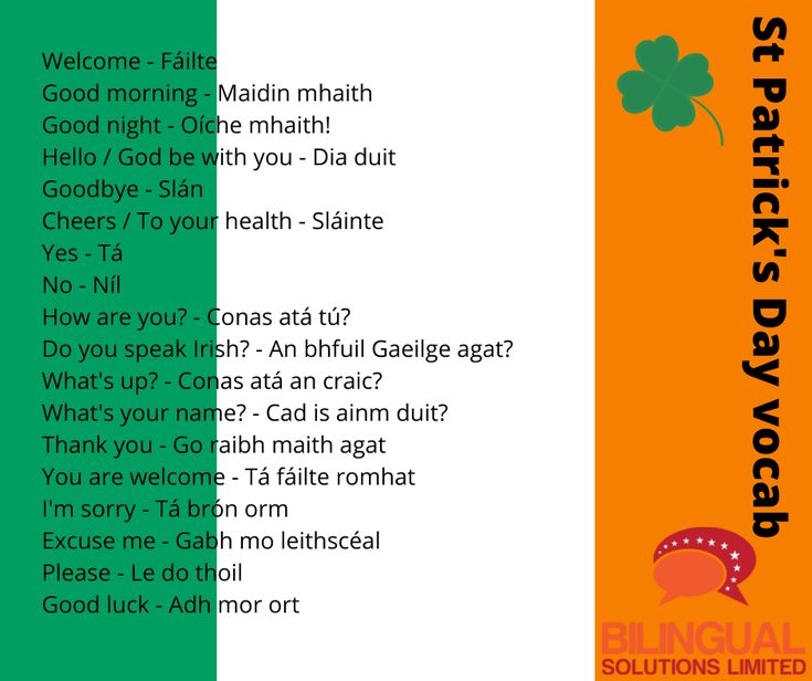 an irish flag with words written in different languages