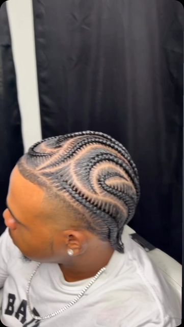 Tay. on Instagram: "My first 1minute long video ft @breeznbraidz  #menbraidsatl #malebraids #menbraidstyles #watchmework #designandmake #braiderinatlanta #gsubasketball #caubasketball #carsshow #buckheadatlanta #unioncitybraider #explorr #drakechallenge #dreezy #morrisbrowncollege #drakewaterfowl #houstonbraider #orlandobraider #jaxbraider #miamibraider #celebritybraider" Four Braids Cornrow Men, Braided Male Hairstyles, Hair Braids Styles For Men, Braided For Men, Man Hairstyle Braids, West Coast Braids Men, Mens Braided Styles, Low Taper Fade With Braids, Feed In Braids Men