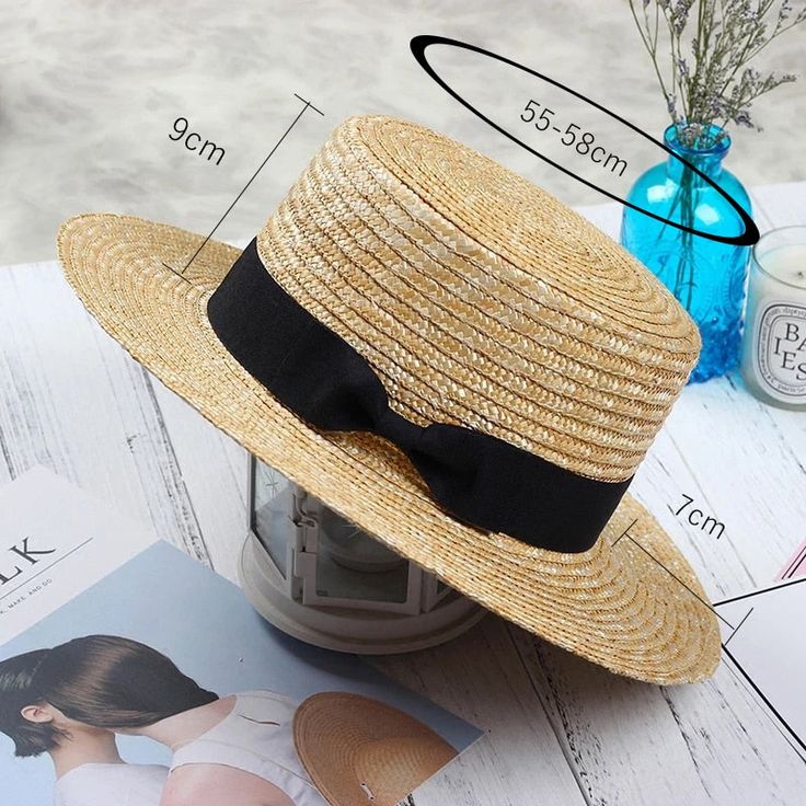 Material: Straw Wide Brim Hat Summer, Women Fedora, Hats Summer, Womens Fedora, Summer Hats For Women, Straw Sun Hat, Brim Hats, Italy Outfits, Vintage Hat