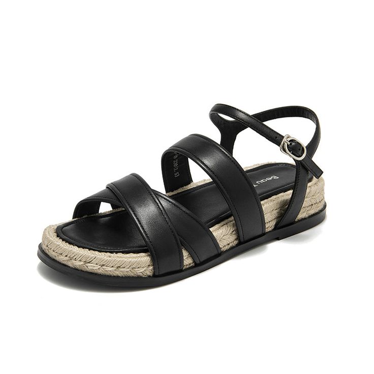 Step out in style this summer with BeauToday's Casual Leather Espadrille Strappy Sandals! Perfect for vacationers and beach bums alike, they’re made from ultra-soft sheepskin upper and lining and have an espadrille sole, for a comfy, yet sophisticated look. Now that’s what we call sandal success! Upper Material: 100% Sheepskin Lining Material: 100% Sheepskin Outsole Material: Rubber Insole Material: Microfiber Heel height: 3.5 cm Leather Wedge Sandals For Beach Vacation, Vacation Closed Toe Slingback Sandals With Adjustable Strap, Summer Footbed Sandals With Buckle Closure For Casual Wear, Summer Style Closed Toe Footbed Sandals For Beach, Summer Closed Toe Footbed Sandals For Beach, Summer Beach Wedge Sandals With Buckle Closure, Summer Beach Footbed Sandals With Woven Sole, Black Footbed Sandals For Summer Vacation, Adjustable Closed Toe Footbed Sandals For Vacation