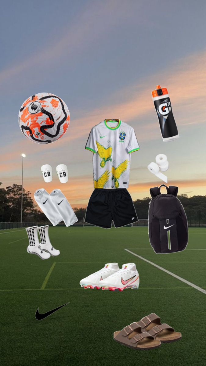 an image of soccer equipment on the field