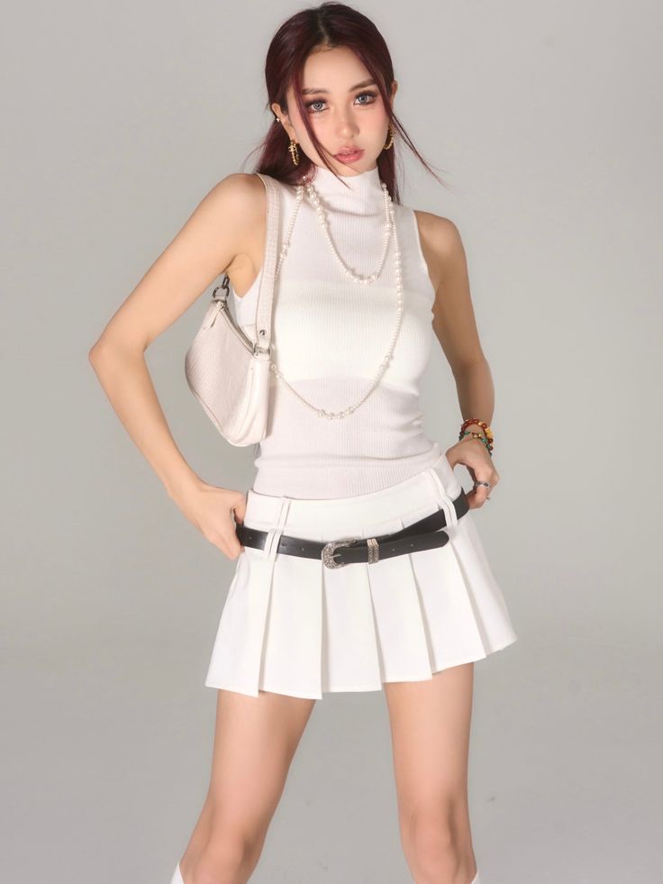 Age: 18-24 years oldSize: XS S M LPattern: Solid colorStyle: VersatileWaist type: Low waistColor classification: black white brown Pay attention to the store delivery beltCatalog number: B3982E31Skirt type: A-line skirtYear Season: Spring 2023Skirt length: Short skirtPopular elements/craftsmanship: pleated skirtsSilhouette: Type AMaterial composition: polyester White Trendy Mini Tennis Skirt, Trendy High Waist White Skirt, White Mini Length Tennis Skirt For Party, White Belted Skirt For Spring, Casual White Tennis Skirt For Party, Spring White Skirt With Belt, White Mini Tennis Skirt For Party, Trendy White Mini Skirt, Trendy White Tennis Skirt For Party