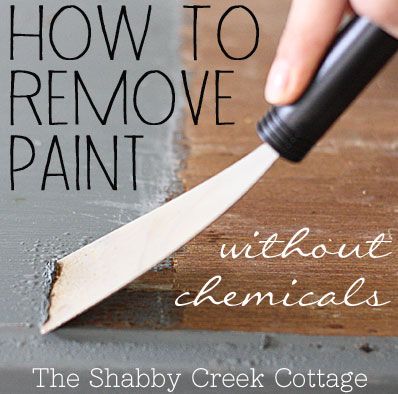 a person using a knife to remove paint from a wooden surface with text overlay