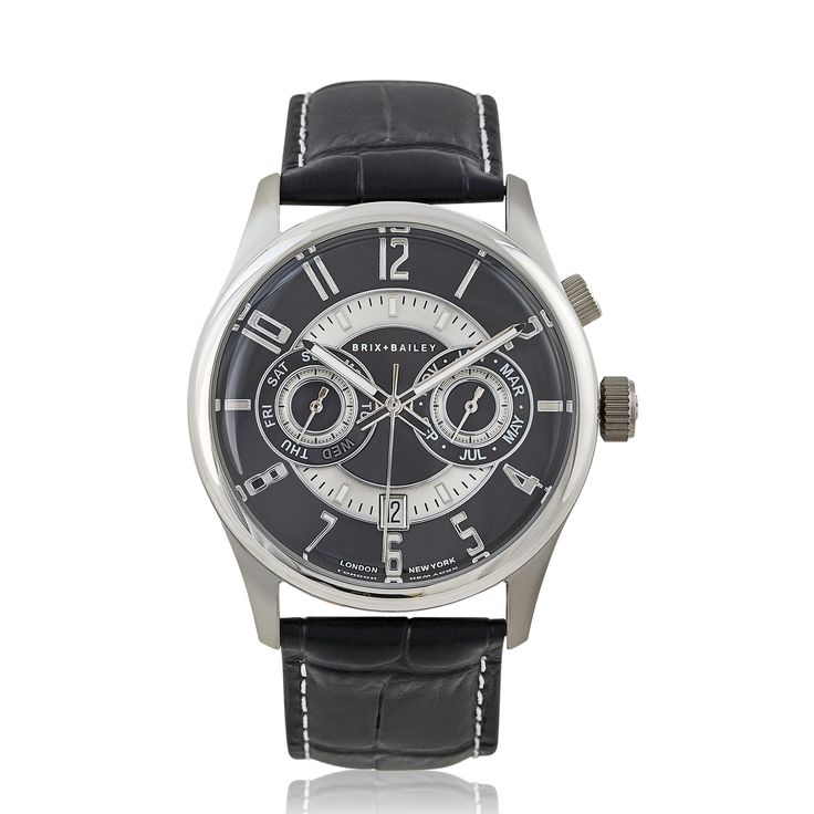 Mens Brix+Bailey Heyes Chronograph Black Automatic Watch Brix and Bailey Face Layers, First Watch, Mens Chronograph, Automatic Watches For Men, Mens Watches Black, Croc Print, Watch Lover, Watch Collection, Months In A Year