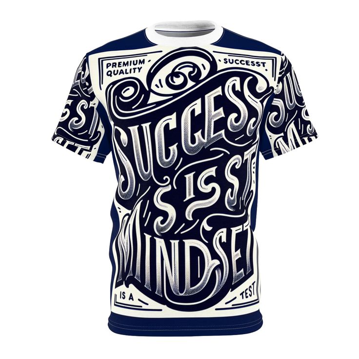 "Get your daily dose of motivation with our premium t-shirt showcasing a powerful 'Success is a Mindset' quote. Beautifully hand-lettered in bold script font against a deep navy-blue backdrop, it's the perfect blend of style and inspiration. The emphasis on 'Success' and 'Mindset' reinforces its strong message. #Success #Mindset #Motivational #Fashion #Typography #Handlettered #ScriptFont #PremiumQuality #Inspiration #NavyBlueShirt" Inspirational Crew Neck T-shirt With Lettering, Inspirational Lettering Crew Neck T-shirt, Inspirational Graphic Crew Neck T-shirt, Inspirational Graphic Print Crew Neck T-shirt, Blue Graphic Tee With Lettering, Inspirational Graphic Print Top For Streetwear, Blue Lettering T-shirt For Streetwear, Bold Script Font, Fashion Typography