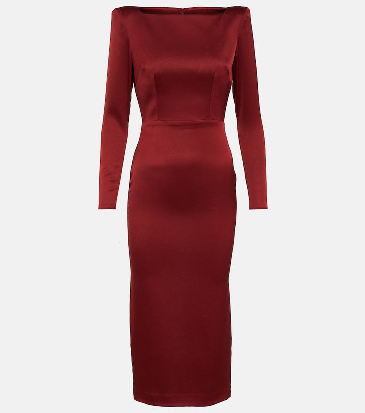 Find ALEX PERRY Satin Crêpe Midi Dress on Editorialist. Material: 84% acetate, 16% polyester. Care instructions: dry clean. Made in China. Designer color name: Cranberry. Lining: 84% acetate, 16% polyester. Closure: concealed zipper. Sleek Long Sleeve Silk Midi Dress, Red Silk Dress For Formal Occasions, Silk Sheath Midi Dress For Gala, Silk Sheath Midi Dress For Formal Occasions, Elegant Red Maxi Dress For Work, Elegant Red Silk Midi Dress, Sleek Silk Dress For Fall, Sleek Silk Fall Dresses, Sleek Long Sleeve Silk Dress