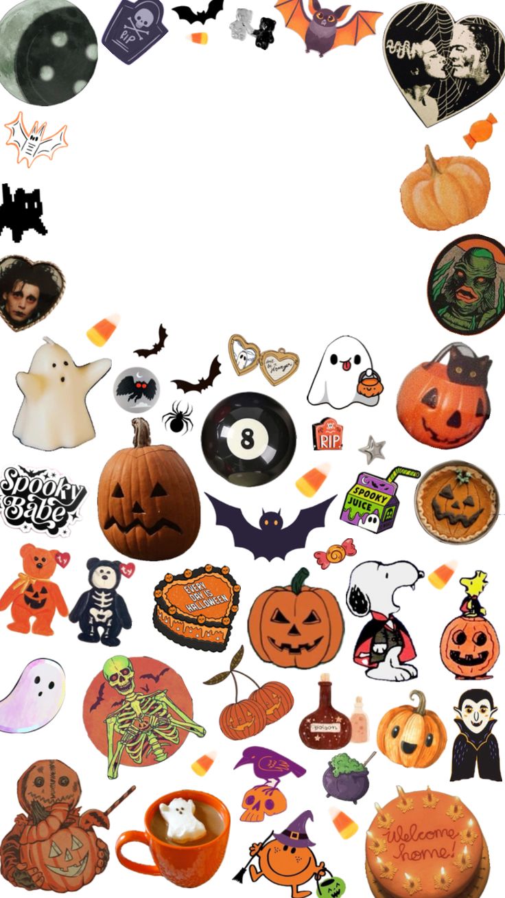 an assortment of halloween stickers on a white background