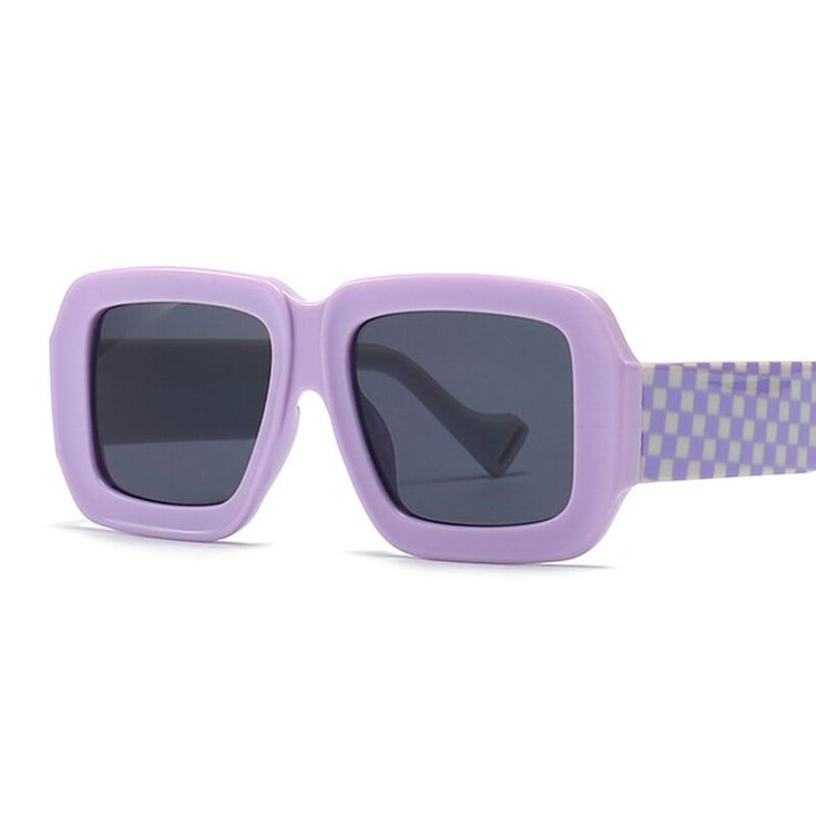 Expertly crafted for stylish women, our Retro Square Sunglasses feature a unique checker square design that adds a vintage touch. With UV 400 protection, these shades come in a variety of bold colors including Black, Orange, Pink, Blue, and Light Yellow. Upgrade your eyewear game with these fashionable and functional sunglasses. Anti-UV grade: UV400 Retro Square Sunglasses With Uv Protection, Trendy Purple Sunglasses With Square Frame, Chic Square Plastic Sunglasses, Trendy Purple Square Frame Sunglasses, Adjustable Square Frame Glass Sunglasses, Square Sunglasses With Uv Protection, Glass, Square Sunglasses With Uv Protection And Glass Material, Purple Square Frame Sunglasses With Uv Protection, Square Glass Sunglasses With Uv Protection