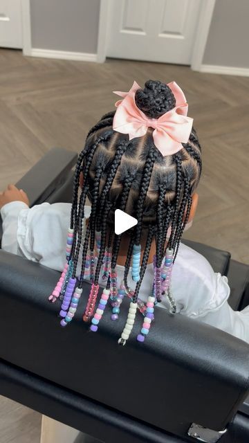 Arie | Traveling Kid Braider🦄 on Instagram: "June Special 🎀  I am currently running a special for my signature half up, half down style priced at $150 for the month of June.   The style includes knotless braids in the back, 8 stitch braids into a top knot bun, and two braided bangs in the front!   The style can be achieved with natural hair or hair added.   Hair, beads & accessories are all included, but your little one must come washed and blow dried. I have availability this week and the remainder of the month.   You can use the link in my bio to access the June Special. I hope to service your little one soon 🔗💜   Need more hair tips and inspo? Follow @metime.hairstudio 🦋💕 •  •  •  • #chicagokidbraider #stlkidbraider #toddlerbraids #kidshairstyles #kidsbraids #braidstylesforgirls # Two Braids With Knotless In Back, Toddler Individual Braids, Toddler Knotless Braids With Beads, Natural Knotless Braids With Beads, Toddler Braids With Beads Kid Hairstyles, Half Up Half Down Braids Kids, Toddler Knotless Braids, Quick Braid Styles Black Hair Kids, Half Up Half Down Kids Braids