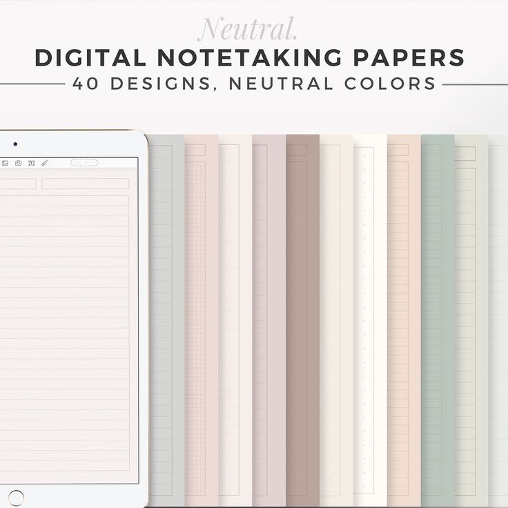 digital note taking papers for 40 designs, neutral colors