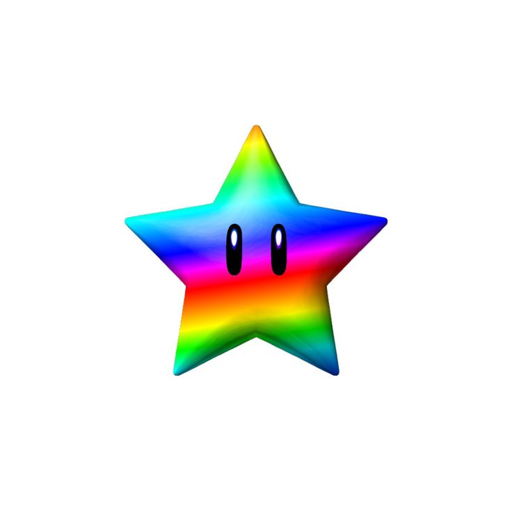 a rainbow colored star with two eyes