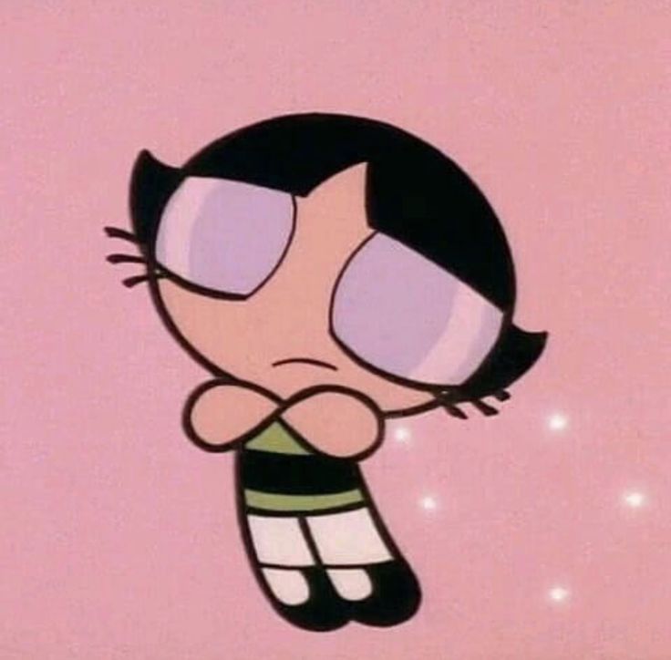 the powerpuff girls cartoon character has her eyes closed