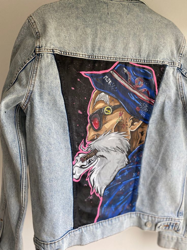 I am in love with this hand-painted denim jacket. You can wear it all year long as a summer/ spring jacket or as a jacket underneath a winter coat. Also, it is very easy to wash and maintain - just put it in the washer on 30 degrees. Jacket size is unisex S. Summer Cotton Outerwear With Graphic Print, Spring Cotton Denim Jacket With Graphic Print, Urban Cotton Denim Vest For Spring, Summer Cotton Denim Jacket With Graphic Print, Summer Denim Jacket With Graphic Print And Long Sleeves, Long Sleeve Graphic Print Denim Jacket For Summer, Graphic Print Long Sleeve Denim Jacket For Summer, Summer Graphic Print Cotton Denim Jacket, Summer Long Sleeve Denim Jacket With Graphic Print