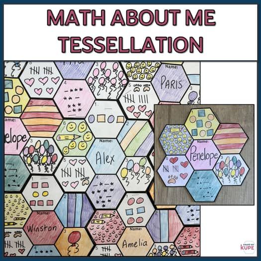 a poster with the words math about me and hexagons