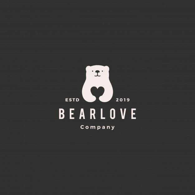 the bear love company logo is white and black