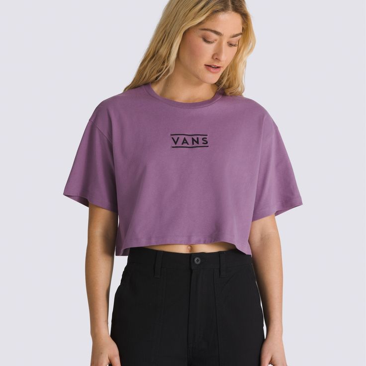 The Crop Box Relaxed Crop T-Shirt is a short sleeve cropped crewneck T-shirt made from a heavier weight cotton with a subtle Vans® logo embroidered on the front. 100% Cotton fabric Short sleeve relax crop T-shirt Embroidery on the front | Vans Crop Box Relaxed Crop T-Shirt Womens 2XL T Shirt Embroidery, Jane Clothing, Embroidery Tshirt, Vans Logo, Cropped Crewneck, Crop T Shirt, Shirt Embroidery, Clothing Essentials, Mens Sweatshirts Hoodie