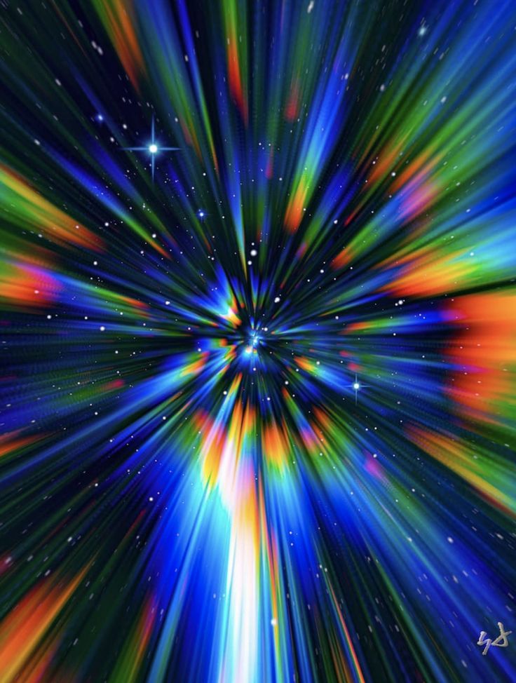 an abstract background with bright colors and stars in the center, as if it were from outer space