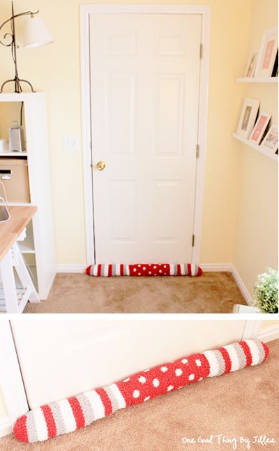 two pictures side by side one has a door and the other has a cat bed