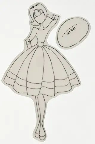 a drawing of a woman in a dress with a frisbee next to it